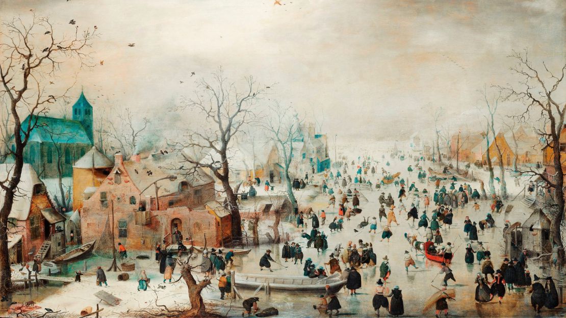 Winter Landscape with Ice Skaters Art